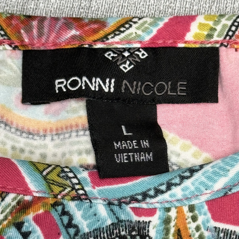Ronni Nicole Paisley Shift Dress Womens L Colorblock - Picture 3 of 7